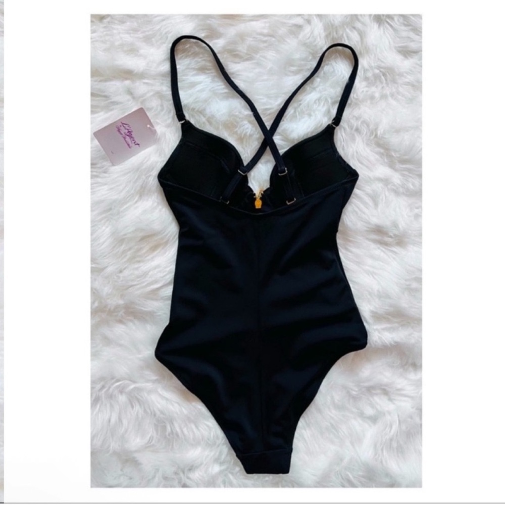 New! L’Agent by Agent Provocateur Black Corset Zip One-Piece Swimsuit - Picture 6 of 9